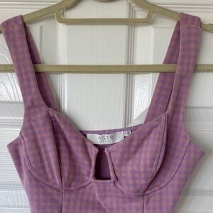 Astr Lavender Checkered Cutout Top